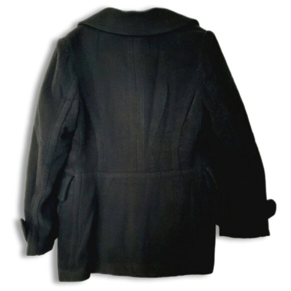 JONES NEW YORK Wool Cashmere Blend Winter Peacoat Button Down Jacket Black Sz 12 - Picture 5 of 10
